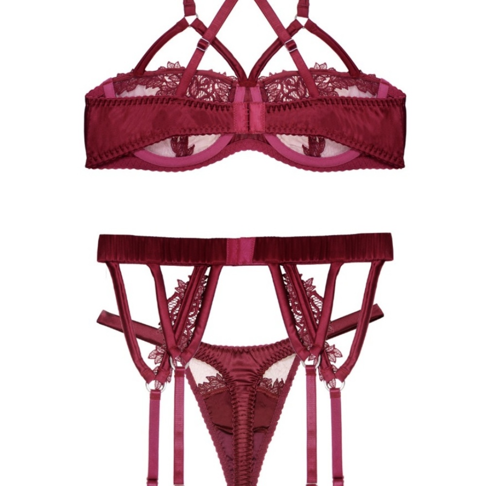 Medium Fleur of England Red Silk Margaux Thong - Picture 3 of 4